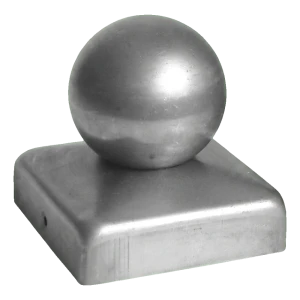 Stalen hekwerkkapje voor paal 100×100 mm met bol ø 60 mm – onbehandeld