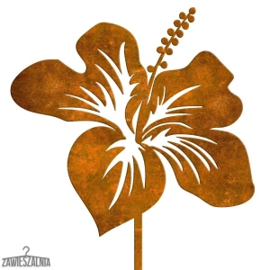 Tuinsteek – tuindecoratie Hibiscus van cortenstaal 19×97 cm