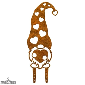 Zawieszalnia – stalen tuinornament Kabouter Slaapmutsje met hart L 20×52 cm