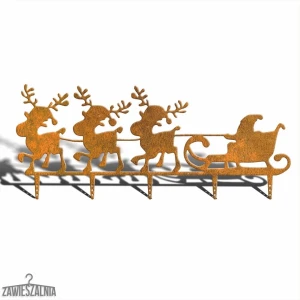 Zawieszalnia – kerstdecoratie voor de tuin Vrolijke Rendieren XXL 114 cm cortenstaal