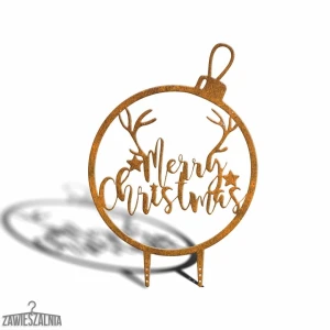 Zawieszalnia – tuindecoratie Kerstbal Merry Christmas XL 77 cm van cortenstaal