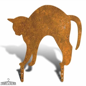 Zawieszalnia – tuinvogelverschrikker Kat met Gebogen Rug L 38 cm, cortenstaal