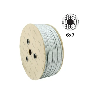 Verzinkte stalen kabel Ø5,0 mm 6×7 met vezelkern – verkoop per meter