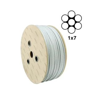 Verzinkte staalkabel Ø1,0 mm 1×7 enkelvoudige vlechting – verkoop per meter