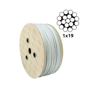 Verzinkte stalen kabel Ø2,0 mm enkelstrengs 1×19 – verkoop per meter