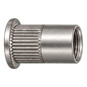 Blindklinkmoer roestvrij staal A2 M8×18,5 mm – platte kop, gekartelde schacht – doos 250 stuks
