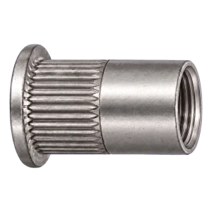 Blindklinkmoer roestvrij staal A2 M6×16 mm – platte kop, gekartelde schacht – doos 250 stuks