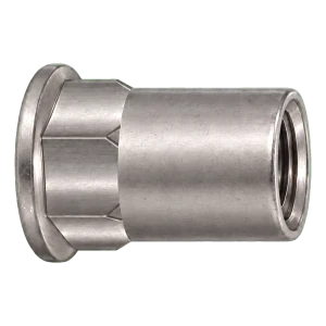 Blindklinkmoer roestvrij staal A4 M8×17,5 mm – platte kop, halfzeskantige schacht – doos 250 stuks