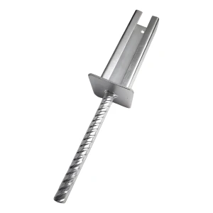 Voetplaat voor hekpaal 60×40 mm met staaf Ø20 mm – verzinkt