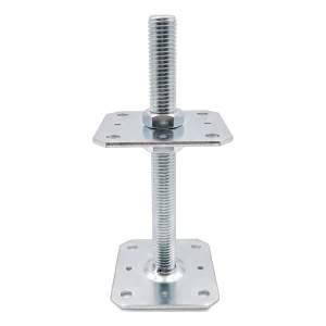 Verstelbare paalhouder 110×110 mm, schroefdraad M24 – hoogte 250 mm, verzinkt