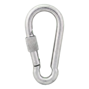 Karabijnhaak met schroefborging verzinkt 4×40 mm – borgmoer, DIN 5299 D