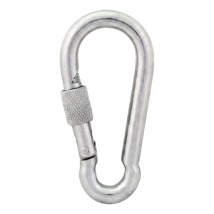 Karabijnhaak met schroefborging verzinkt 5×50 mm – borgmoer, DIN 5299 D