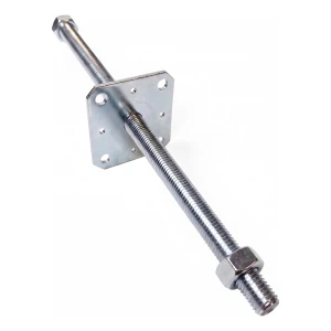 Verstelbare paalhouder 110×110 mm, schroefdraad M24 – hoogte 500 mm, verzinkt