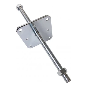 Verstelbare paalhouder 160×160 mm, draad M24 – hoogte 500 mm, verzinkt