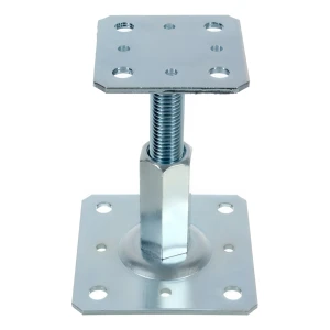 Verstelbare paalhouder 110×80 mm, schroefdraad M20 – hoogte 90–150 mm, verzinkt