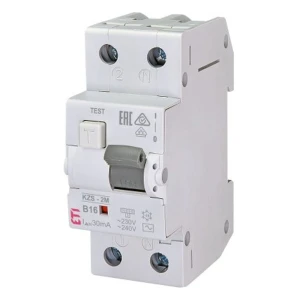 Aardlekschakelaar met overstroomsegment B 16A 1P+N 30mA type AC KZS-2M AC B16/0.03 002173104 ETI