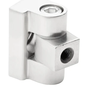180° scharnier voor glashouder 45 x 45 x 26 mm vlak systeem AISI304, satijn