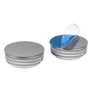 Inslagdop rond Ø 32 mm met verchroomd plaatje, wanddikte 1,5 mm