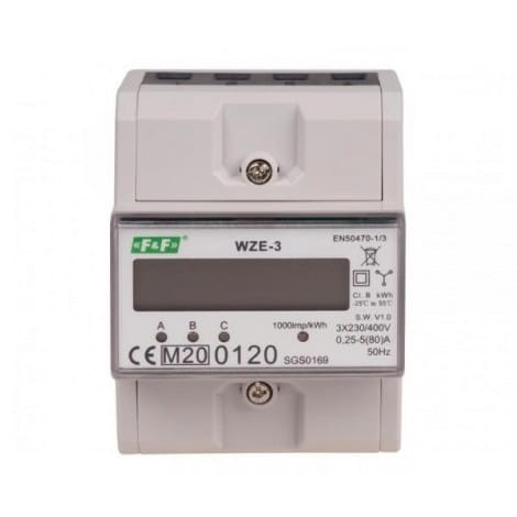 Elektriciteitsmeter 3-fase 80A MID WZE-3 F&F FILIPOWSKI GPV-401-77