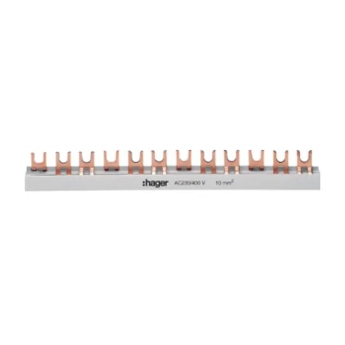 Verbindingsrail 3-polig 57mod 10mm2, KDN363B gevorkt Hager GPV-401-80