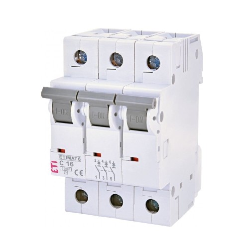 Overstroomschakelaar C 16A 3P 6kA ETIMAT6 002145516 ETI GPV-401-118