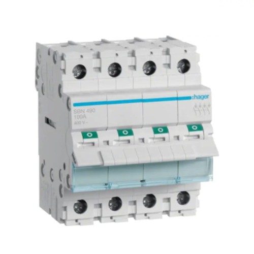 Werkschakelaar 3-fasige 4P 100A 400V AC SBN490 HAGER GPV-401-120