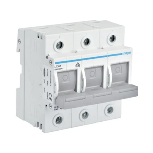 Zekeringsschakelaar 3P 63A D02 L73M HAGER GPV-401-151