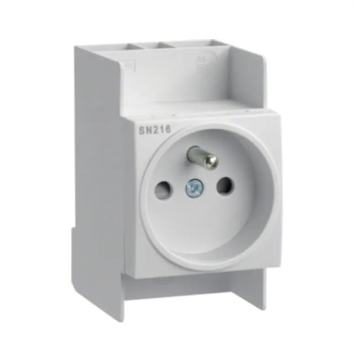 Contactdoos voor rail DIN 10-16A 250V plug-in aardingspennen SN216 HAGER GPV-401-193