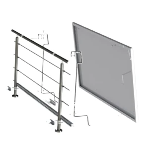 Fotovoltaïsche montageset Balus 1 voor balkonbalustrade roestvrij staal H17 aluminium 6060 max 1052mm