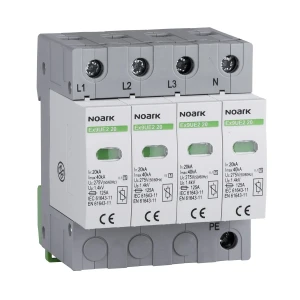 Overspanningsbeveiliging Type II 275V AC 20kA 4-polig met vervangbare module