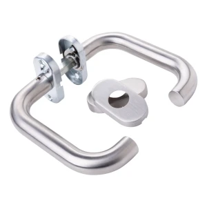 Deurkruk Milano afgerond met ovaal rozet roestvrij staal