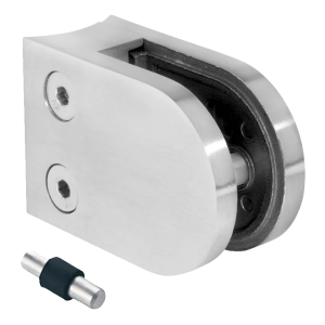 Glashouder 50x40x26 mm met pin, glas 6-10,76 mm, AISI 304, systeem 42,4, glanzend