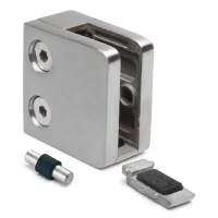 Glashouder 6-10,76 mm 45x45x26 mm beugel en pin AISI 304 vlak systeem glans