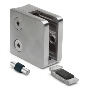 Glashouder 6-10,76 mm 45x45x26 mm beugel en pin AISI 304 systeem 42,4 mm glans