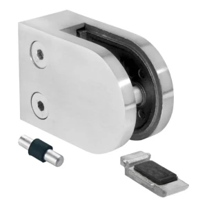 Glashouder 6-12,76 mm 63x45x30 mm steun en pin AISI 304 vlak systeem satijn