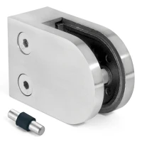 Glashouder 6-10,76 mm 50x40x26 mm pin AISI 304 vlak systeem glanzend