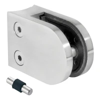 Glashouder 6-12,76 mm 63x45x30 mm met pin AISI 304 systeem 48,3 mm satijn