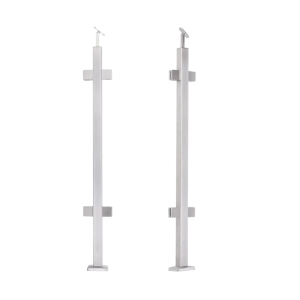 Midden balustradepaal 40x40x1060/1100mm 4 glashouders AISI 304