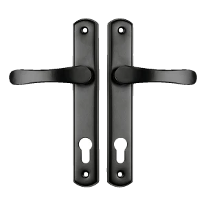 YALE deurkruk met schild biscuit zwart – hartafstand 90 mm