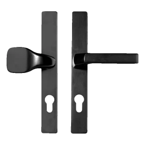 Deurschild met kruk en knop 72 mm zwart – stalen, poedergelakt