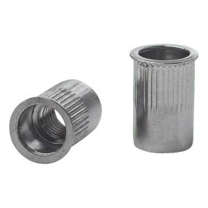 Blindmoer doorlopend M6 A2 AISI 304 – kegelvormige gereduceerde flens, gekartel