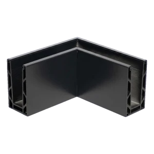 Kozza KE 100 – hoekprofiel U binnenkant 90° voor volledig glazen balustrades, donkergrijs