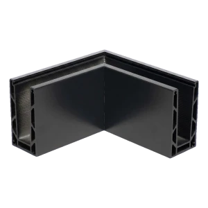 Kozza KE 100 – U-profiel hoekstuk extern 90° voor volledig glazen balustrades, donkergrijs RAL 7021