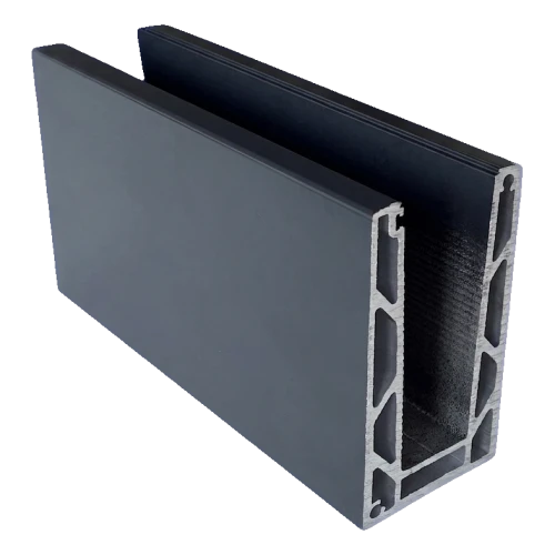 Kozza KE 100 – U-profiel voor volledig glazen balustrades 5000 mm donkergrijs 000-862 (1)