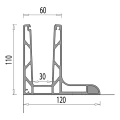 Kozza KE 105 – aluminium L-profiel voor volledig glazen balustrades 5000 mm 000-871 (4)