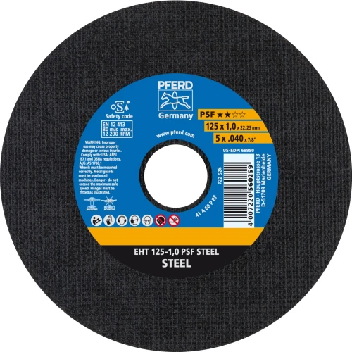 PFERD EHT 125-1,0 PSF Steel – snijschijf voor staal 125 x 1,0 mm 000-946 (1)