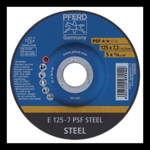 PFERD E 125-7 PSF STEEL – slijpschijf voor staal 125 × 7,2 mm (verpakking 10 stuks)