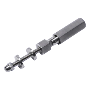 PSG scharnier beugel voor kabel ø 6 mm – bevestiging aan buis 42,4 mm of vlak oppervlak, AISI 304 satijn