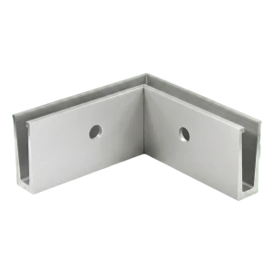 PSG U-profiel binnenhoek 90° voor glazen balustrades – zijmontage, ruw aluminium