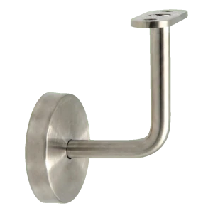Wandbevestiging leuning met rozet AISI 304 – voor vlakke oppervlakte, Ø 70 mm, satijn